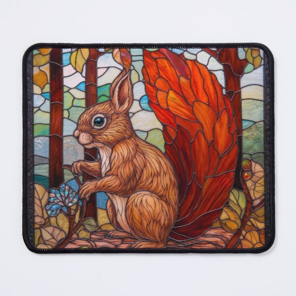 Item preview, Autumn Stained Glass Red Squirrel Design designed and sold by pinkal.