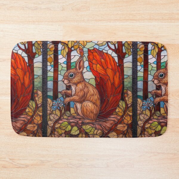 Item preview, Autumn Stained Glass Red Squirrel Design designed and sold by pinkal.