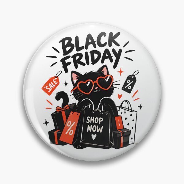Item preview, Black Friday Kitten with Shopping Bags and Discount Sales designed and sold by DoveArtDesigns.