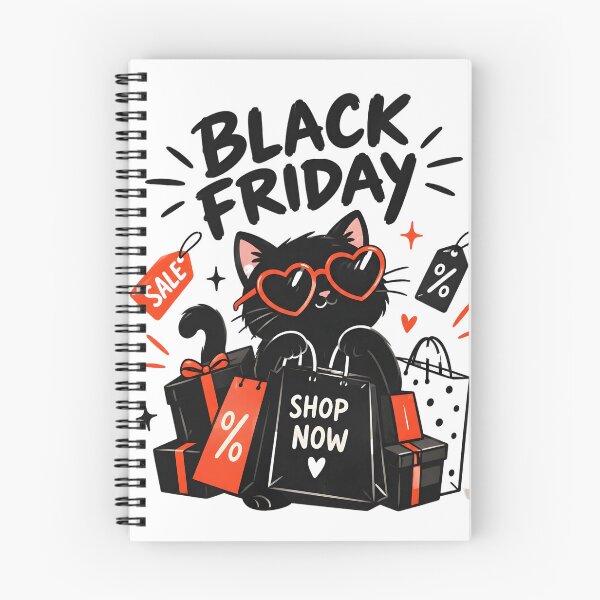 Item preview, Black Friday Kitten with Shopping Bags and Discount Sales designed and sold by DoveArtDesigns.