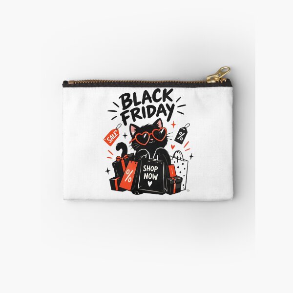Item preview, Black Friday Kitten with Shopping Bags and Discount Sales designed and sold by DoveArtDesigns.