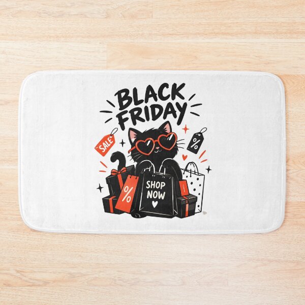 Item preview, Black Friday Kitten with Shopping Bags and Discount Sales designed and sold by DoveArtDesigns.