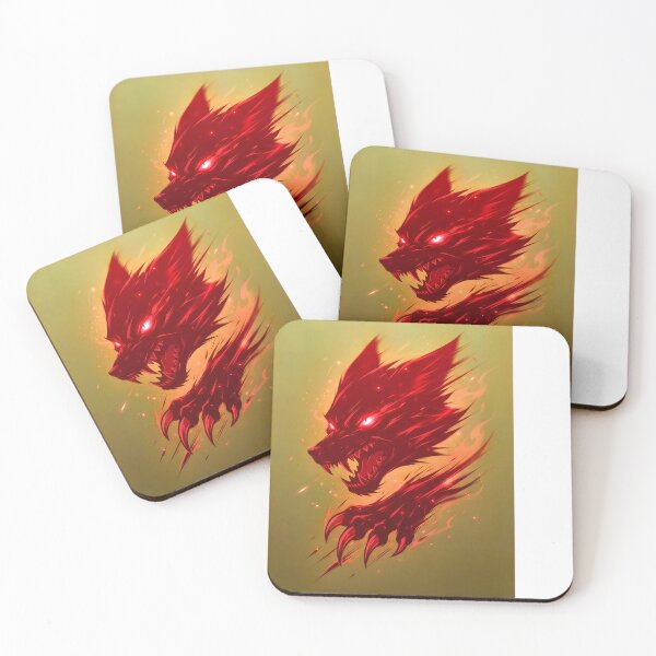 Item preview, red wolf + gold designed and sold by Crimsonmerchant.
