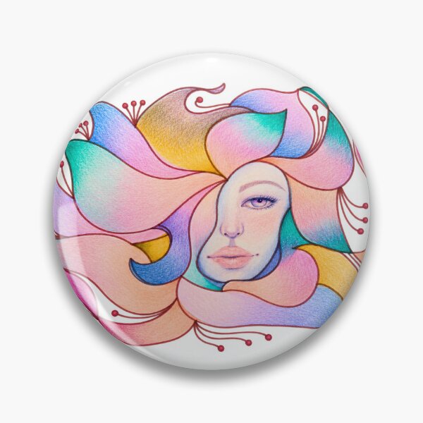 Item preview, The Flowering Mind, Surreal Pastel Woman Portrait designed and sold by ArithraStudio.