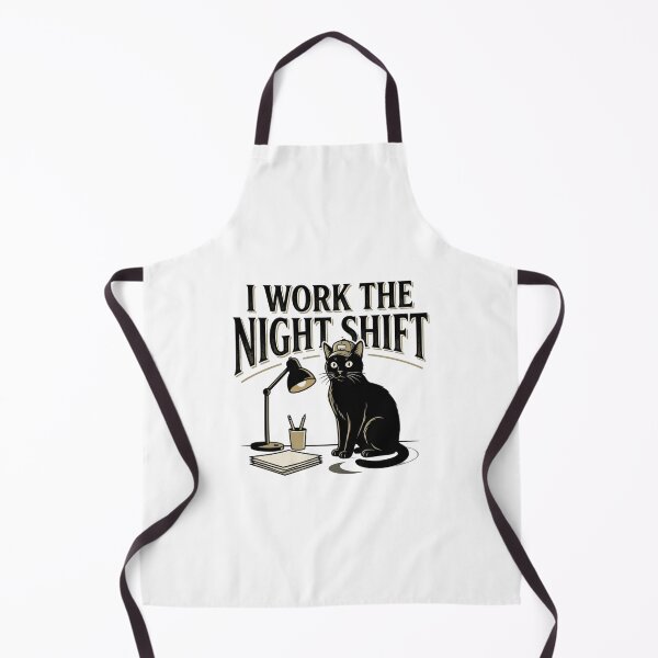 Item preview, Funny Black Cat I Work The Night Shift Desk Typography designed and sold by mood-draftsman.