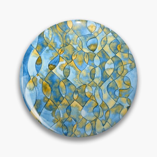 Item preview, Golden Currents, Blue and Ochre Organic Abstract designed and sold by ArithraStudio.
