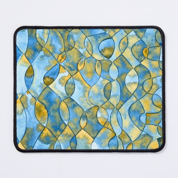 Item preview, Golden Currents, Blue and Ochre Organic Abstract designed and sold by ArithraStudio.