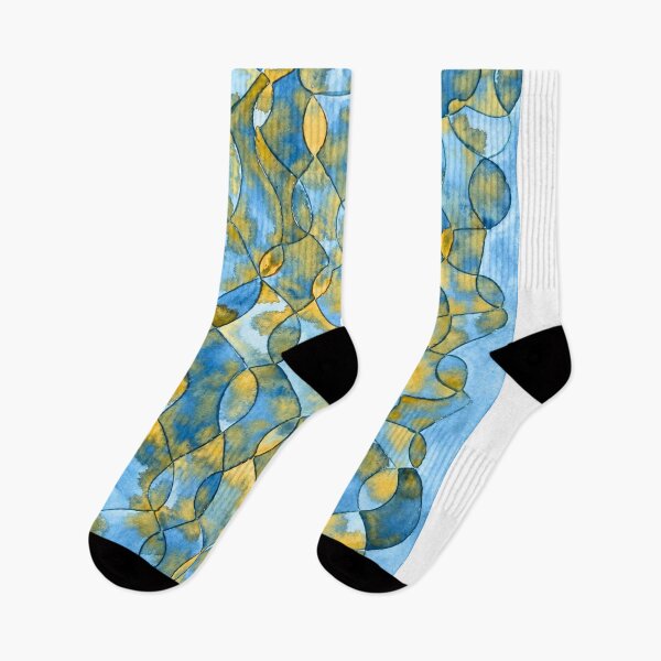 Item preview, Golden Currents, Blue and Ochre Organic Abstract designed and sold by ArithraStudio.