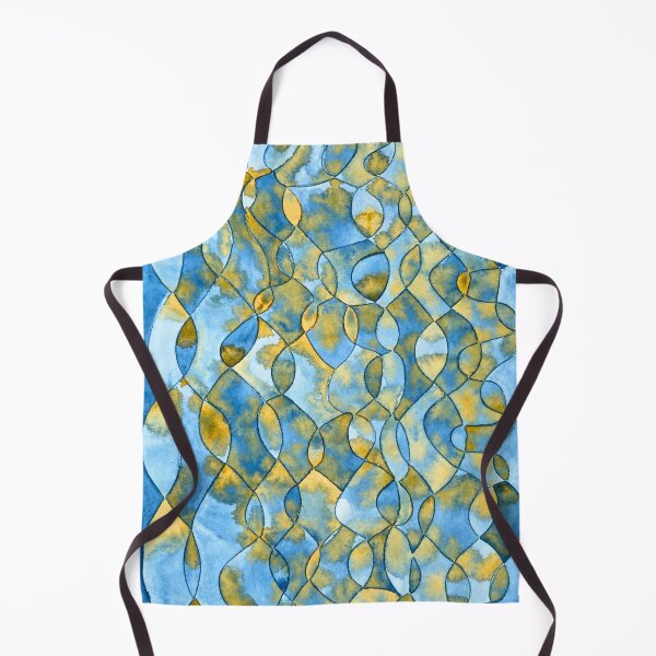 Item preview, Golden Currents, Blue and Ochre Organic Abstract designed and sold by ArithraStudio.