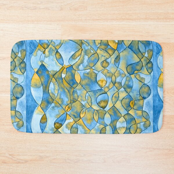 Item preview, Golden Currents, Blue and Ochre Organic Abstract designed and sold by ArithraStudio.