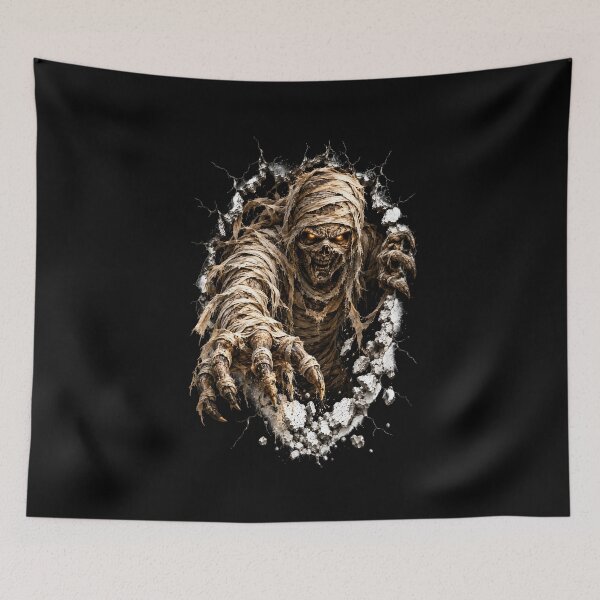 Item preview, Halloween Mummy Breaking Through Wall – Scary Undead Horror Dark Fantasy Art designed and sold by Kruti Collection.