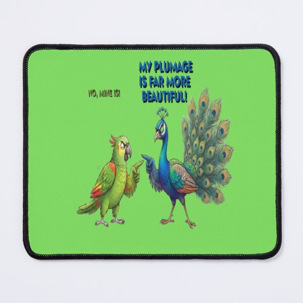 Item preview, Funny Parrot and Peacock Plumage Argument Wildlife Humor Art designed and sold by AfresStudio.