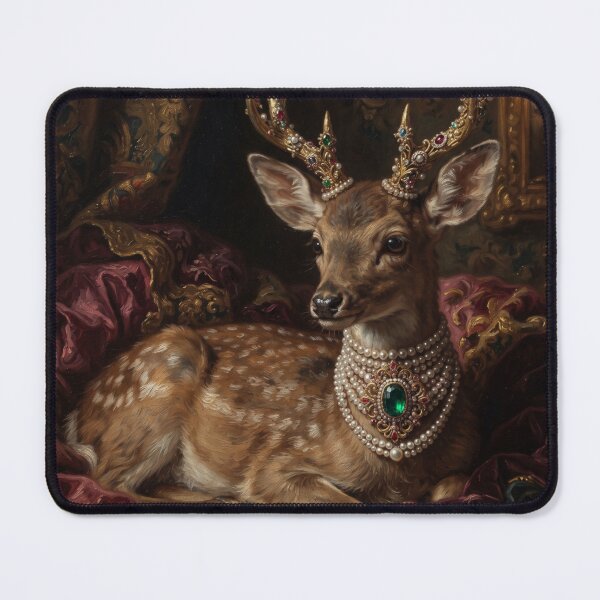Item preview, Regal Deer Portrait with Emerald Pearl Jewelry designed and sold by Real Beast Art.