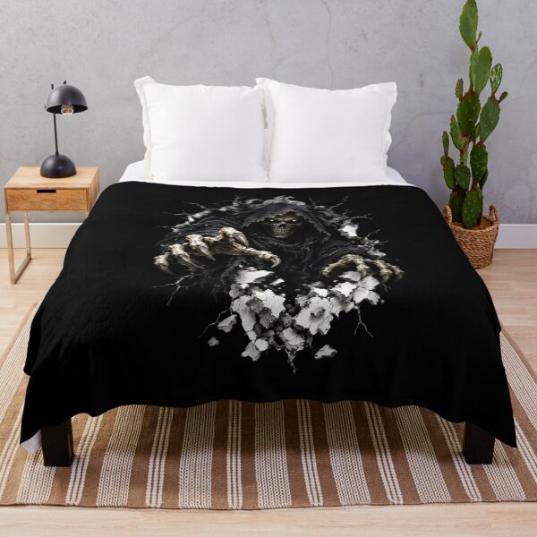 Item preview, Halloween Grim Reaper Breaking Through Wall – Scary Skeleton Death Dark Gothic Horror Art designed and sold by Kruti Collection.