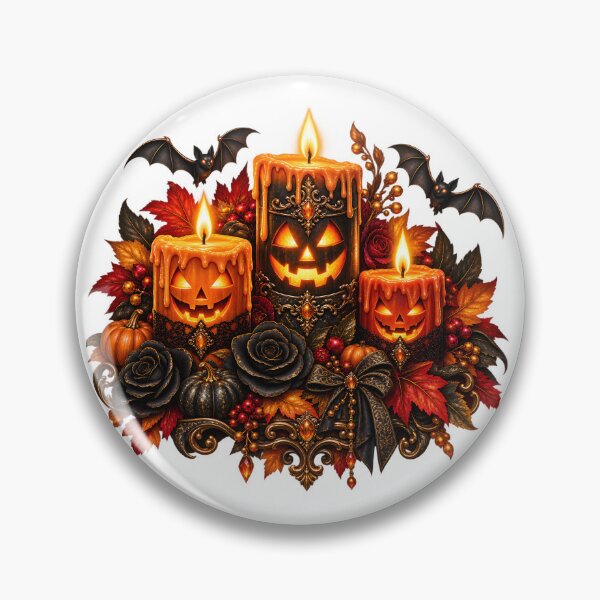 Item preview, Gothic Halloween Candle Collection – Pumpkin Faces & Elegant Floral Design designed and sold by Clothes With Smiling Animals Walt Gral.