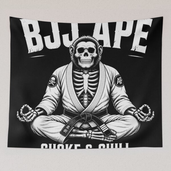 Item preview, Skeleton Ape Lotus Pose BJJ Black Belt Grappler designed and sold by Martial-Art-23.