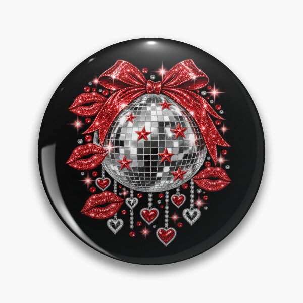 Item preview, Disco Ball Red Kisses Glitter Lips Retro Dance Party Glam Aesthetic designed and sold by 76Valeria.