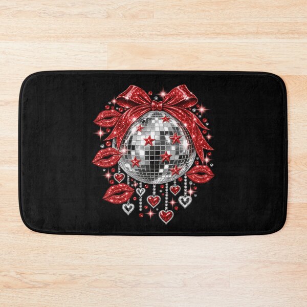 Item preview, Disco Ball Red Kisses Glitter Lips Retro Dance Party Glam Aesthetic designed and sold by 76Valeria.