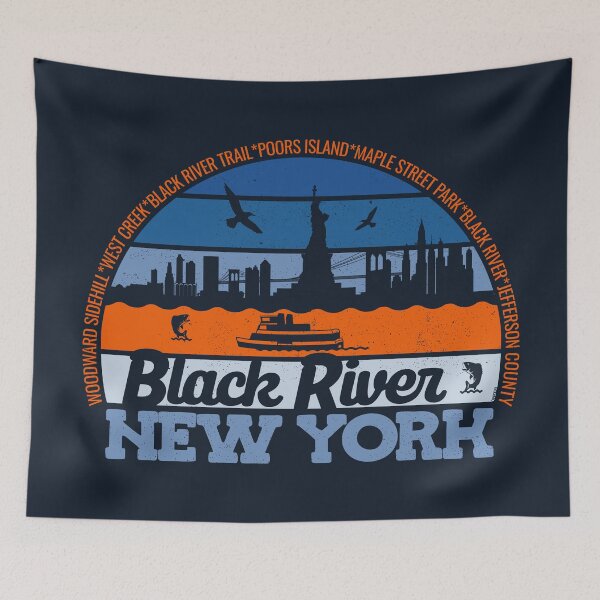 Item preview, Black River New York Sunset Retro Vintage Local Pride Logo designed and sold by CRHPOD20.