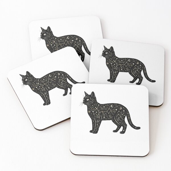 Item preview, Celestial Black Cat Constellation & Galaxy Illustration designed and sold by mood-draftsman.