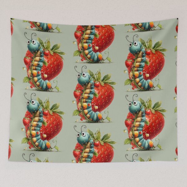 Item preview, Cute Caterpillar with Giant Strawberry designed and sold by Szpaku desart .