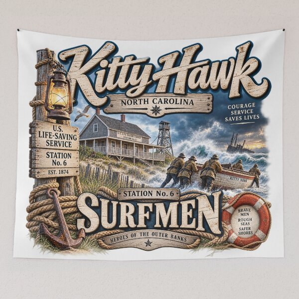 Item preview, Kitty Hawk Station No. 6 Surfmen designed and sold by The Coastal Route.