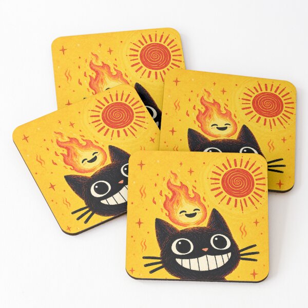 Item preview, Smiling Black Cat Fire Spirit designed and sold by -DEEWOLF-.