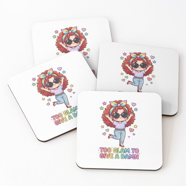 Item preview, Too Glam To Give A Damn Sticker | Kawaii Sassy Quote Sticker | Curly Red Hair Girl Sticker designed and sold by HOODYBUDSTYLES.