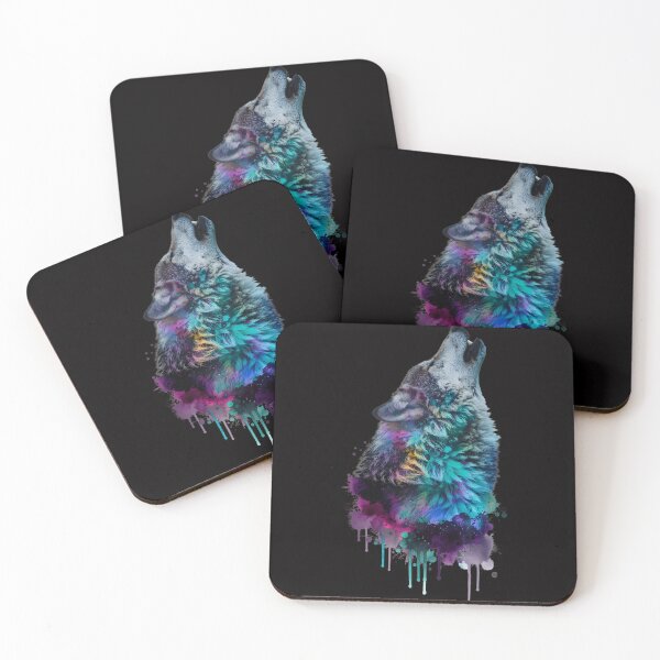 Item preview, Colorful Howling Wolf - Watercolor Wildlife Art designed and sold by DukeNiko.