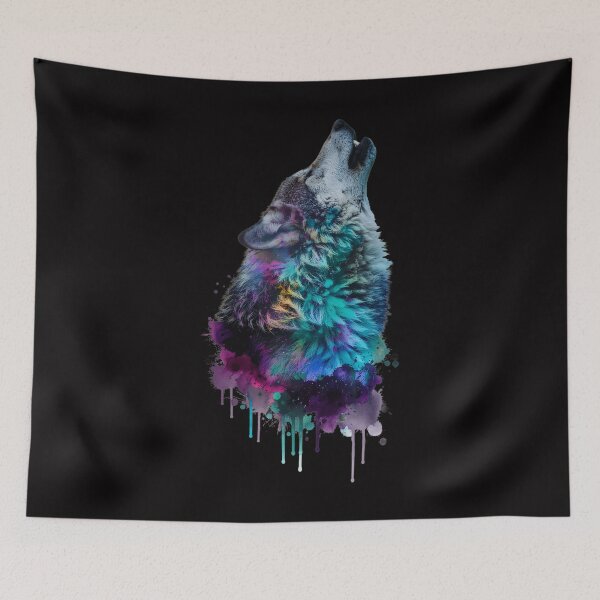Item preview, Colorful Howling Wolf - Watercolor Wildlife Art designed and sold by DukeNiko.