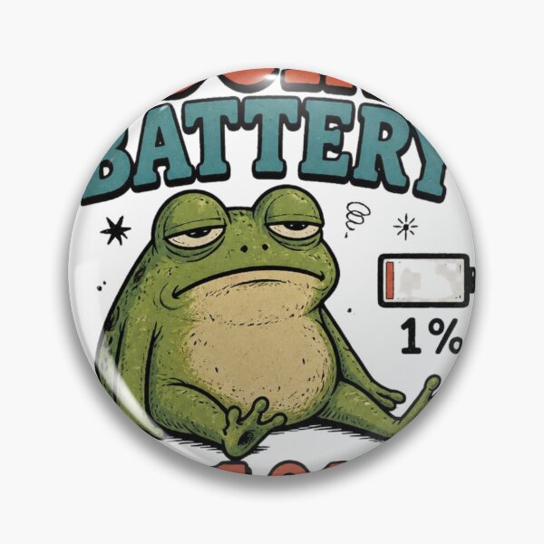 Artikelvorschau, Social Battery 1% – Müder Frosch Retro-Schwarzer Humor entworfen und verkauft von EleganceStudio.