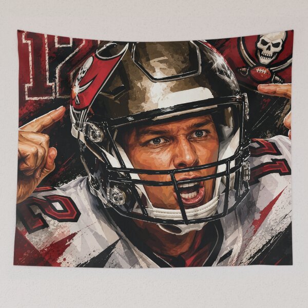 Aperçu de l'œuvre Tom Brady, légende du football américain et champion de la NFL créée et vendue par LEGENDS ICONART GALLERY.