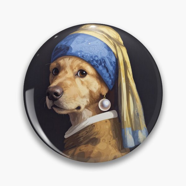 Item preview, Dog with a pearl earring classic art parody illustration - Jan Vermeer designed and sold by WildArtIT.