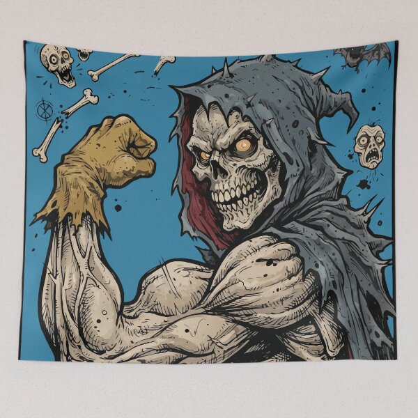 Item preview, Swole Grim Reaper Buff Skeleton Flexing Funny Gym Humor Art designed and sold by Cipher & Soul.