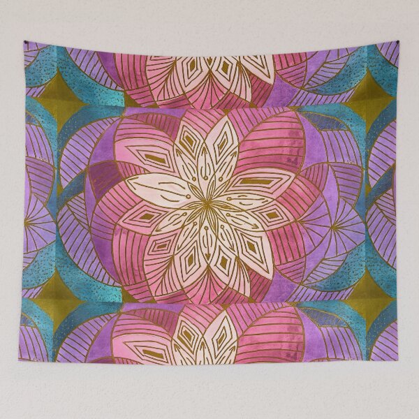 Item preview, Pink Purple and Gold Floral Mandala designed and sold by ArithraStudio.
