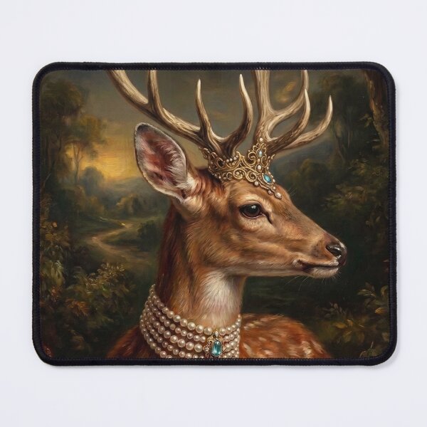 Item preview, Regal Deer Portrait with Turquoise Gem Necklace designed and sold by Real Beast Art.