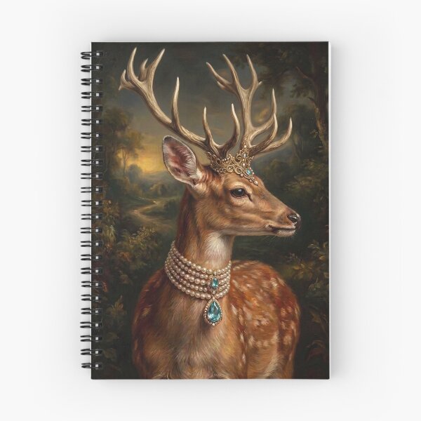 Item preview, Regal Deer Portrait with Turquoise Gem Necklace designed and sold by Real Beast Art.