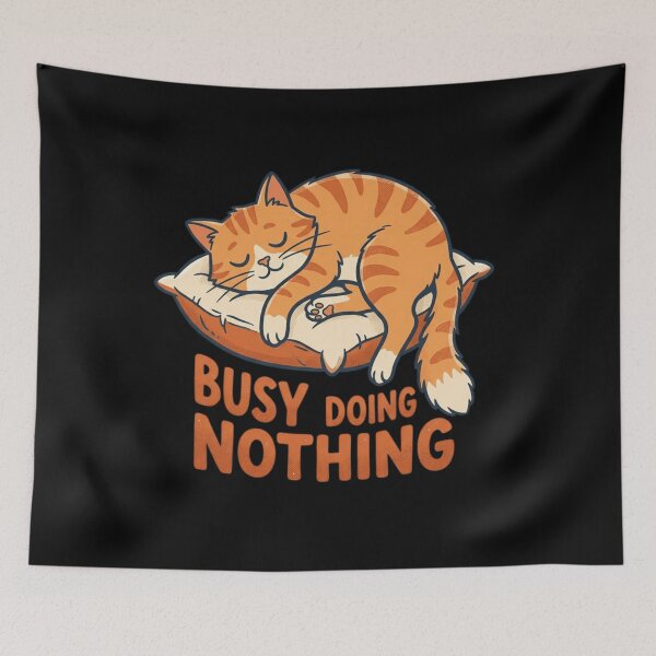 Item preview, Cute Sleeping Orange Cat Busy Doing Nothing Pillow Typography designed and sold by mood-draftsman.