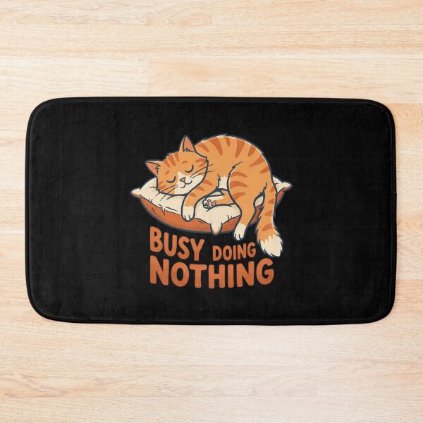 Item preview, Cute Sleeping Orange Cat Busy Doing Nothing Pillow Typography designed and sold by mood-draftsman.