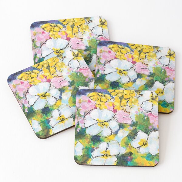 Item preview, Pretty Impatiens Flowers in White, Yellow, and Pink designed and sold by Judi Parkinson.