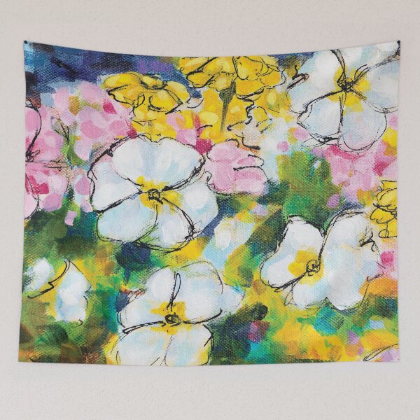 Item preview, Pretty Impatiens Flowers in White, Yellow, and Pink designed and sold by Judi Parkinson.