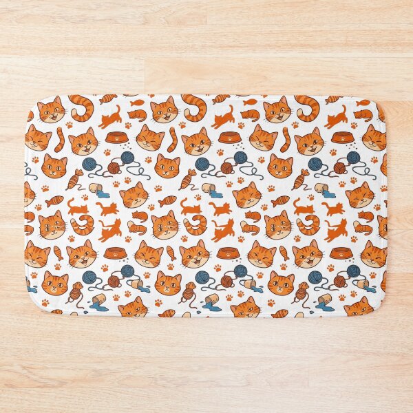 Item preview, Cute Orange Tabby Cat Seamless Pattern Print designed and sold by mood-draftsman.