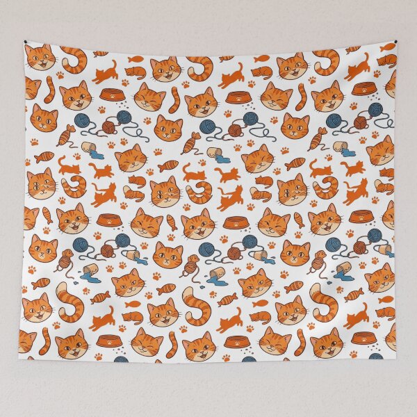 Item preview, Cute Orange Tabby Cat Seamless Pattern Print designed and sold by mood-draftsman.