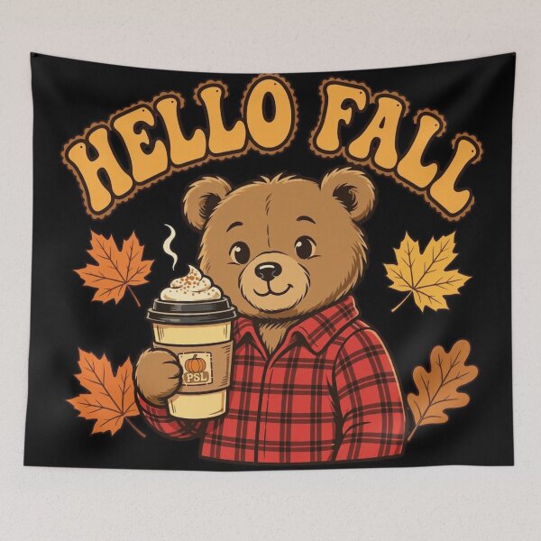 Item preview, Hello Fall Cute Teddy Bear with PSL Coffee – Cozy Autumn Vibe designed and sold by SDKENERGY.