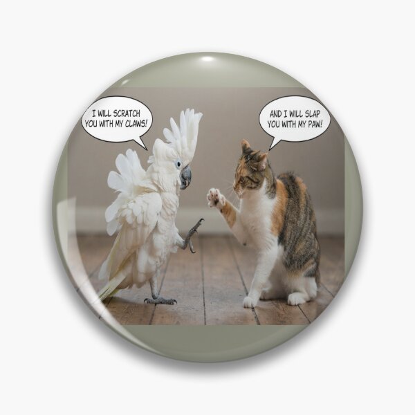 Item preview, Funny Cat and Cockatoo Argument Wildlife Humor Art designed and sold by AfresStudio.