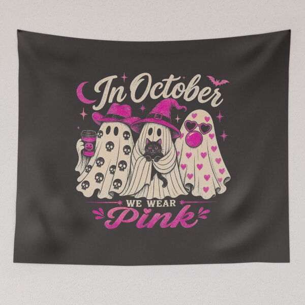 Item preview, In October We Wear Pink Cute Ghosts Breast Cancer Halloween designed and sold by DYAFLK.