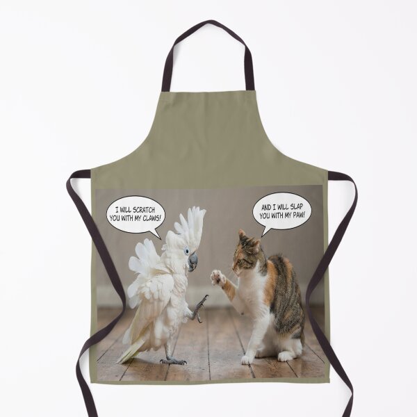 Item preview, Funny Cat and Cockatoo Argument Wildlife Humor Art designed and sold by AfresStudio.