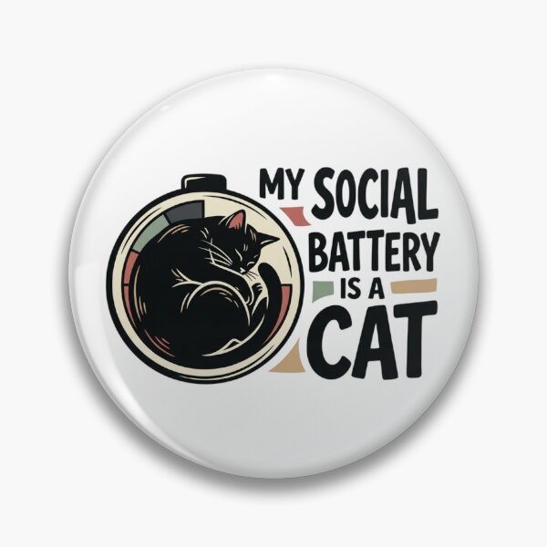 Item preview, My Social Battery Is A Cat Sleeping Black Cat Quote designed and sold by mood-draftsman.