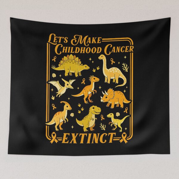 Item preview, Let'S Make Childhood Cancer Extinct Dinosaur Gold Ribbon T-Shirt designed and sold by Anime-Nomad.