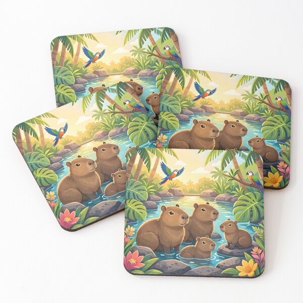 Item preview, Cute Capybara Family Tropical River Paradise designed and sold by Herodestroyer.